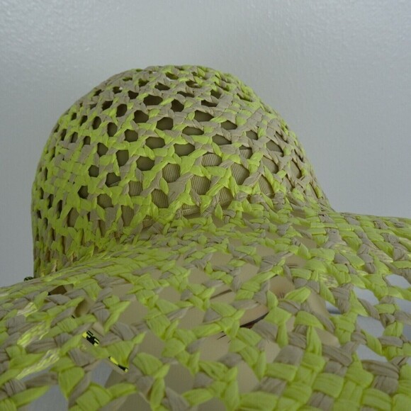 BP Floppy Sun Straw Floppy Hat Brim Almond- Yellow Iris Adjustable Strap NWT - Picture 7 of 12